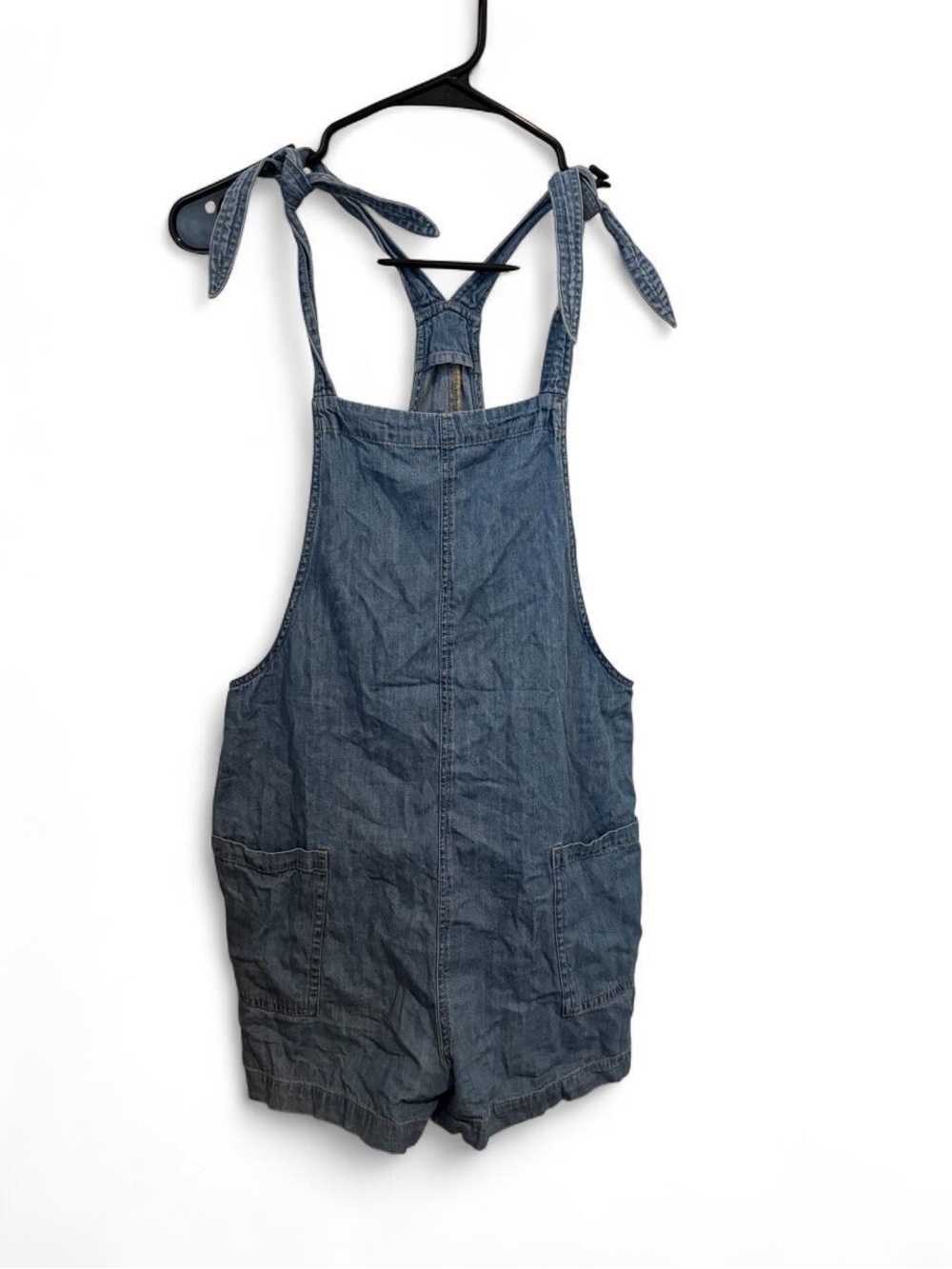 Celebrity Pink Denim Tie-Shoulder Short Overalls - Blue